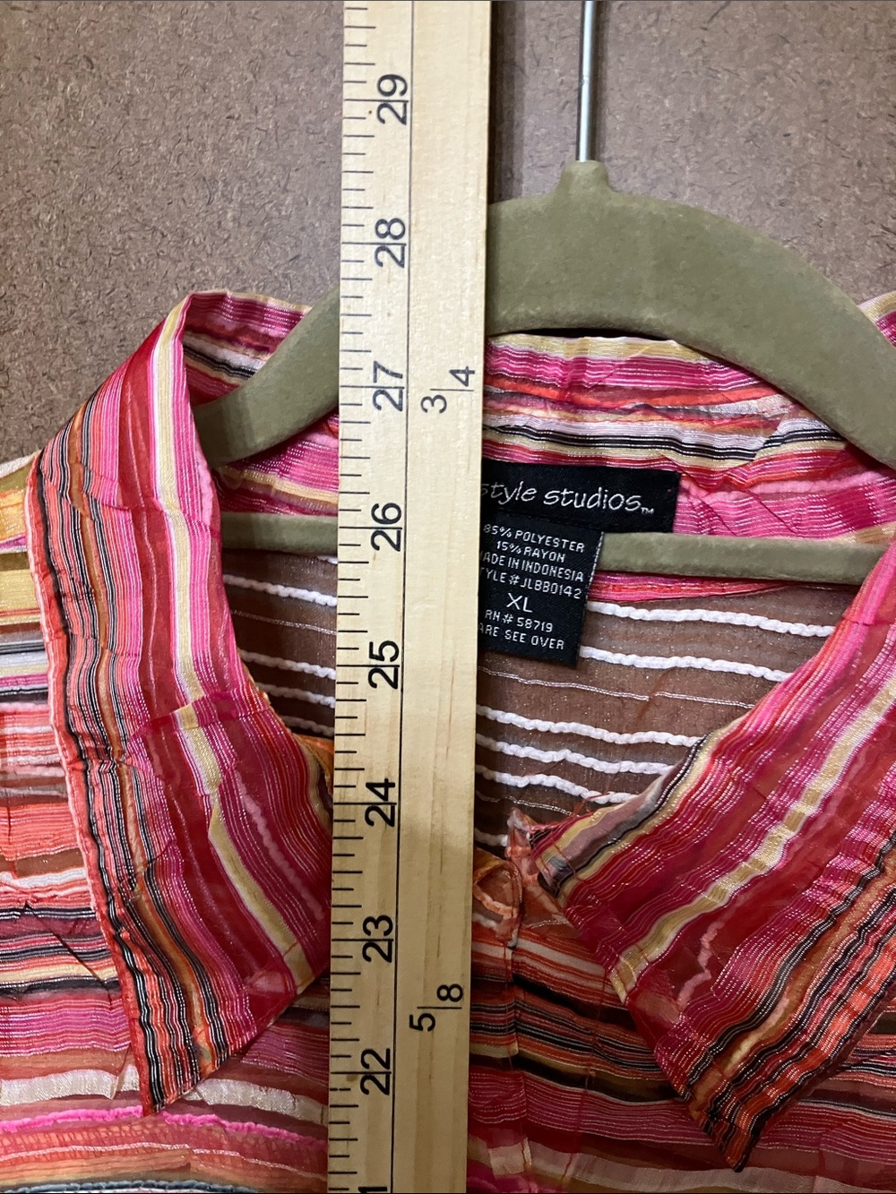 Tommy Bahama Pink Multistripe Button-Down Women's Shirt - Picture 5 of 10